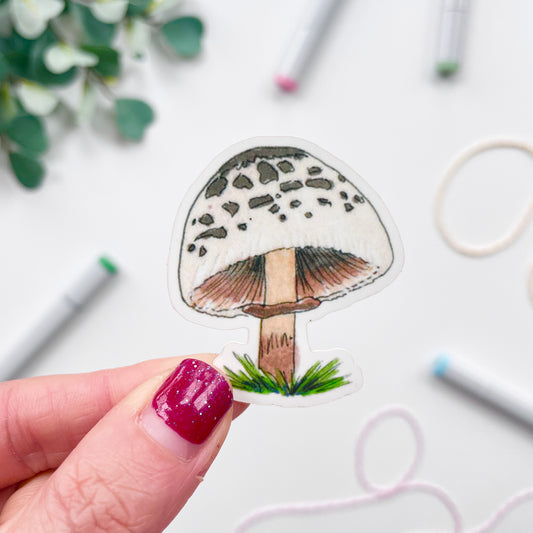 Hand-Illustrated Parasol Mushroom | 2" Vinyl Sticker