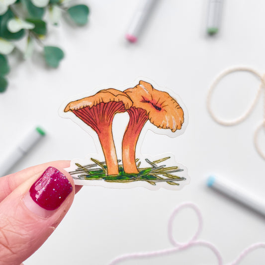 Hand-Illustrated Chanterelle Mushroom | 2" Vinyl Sticker