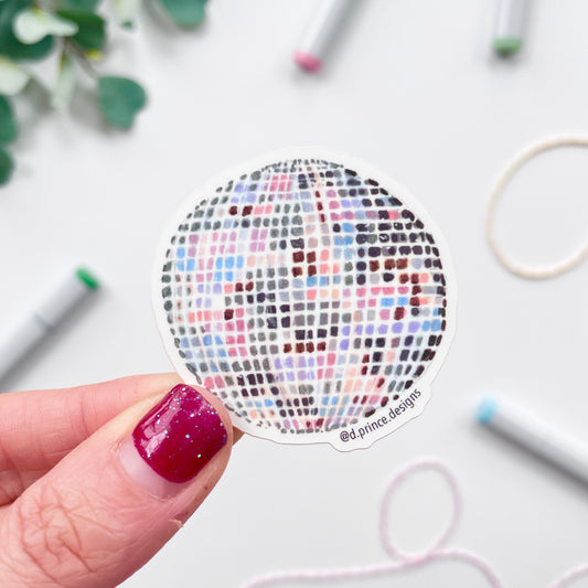 Hand-Illustrated Disco Ball | 2" Vinyl Sticker