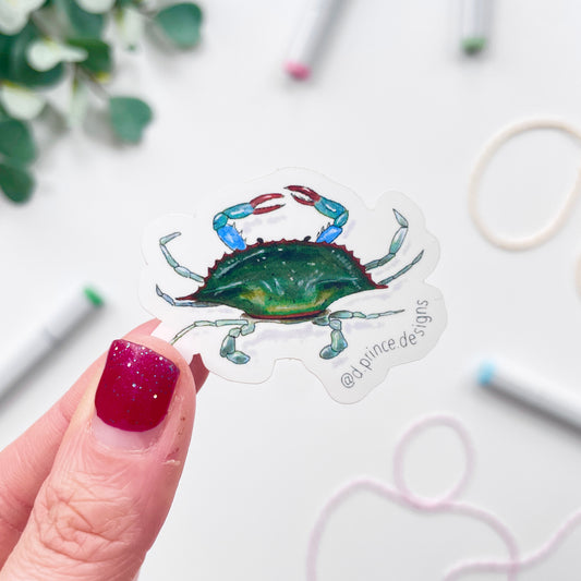 Hand-Illustrated Blue Crab | 2" Vinyl Sticker