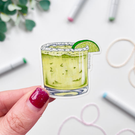 Hand-Illustrated Margarita Cocktail | 2" Vinyl Sticker