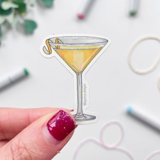 Hand-Illustrated Lemon Drop Cocktail | 2" Vinyl Sticker