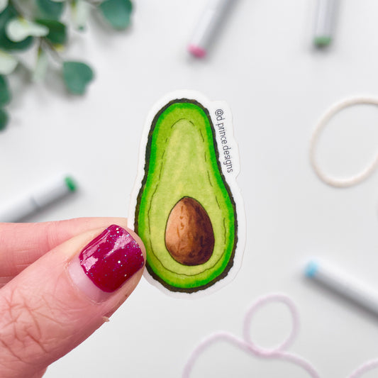 Hand-Illustrated Avocado | 2" Vinyl Sticker