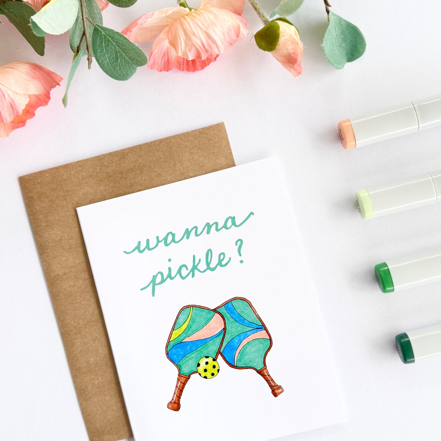 Wanna Pickle? Pickleball | Hand Illustrated Greeting Card