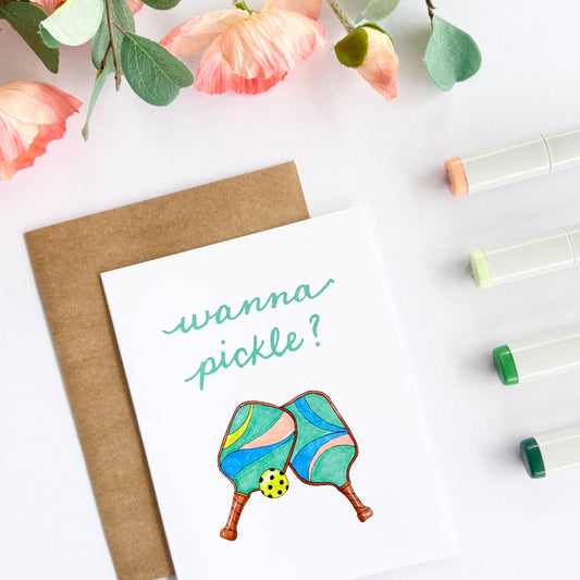 Wanna Pickle? Pickleball | Hand Illustrated Greeting Card
