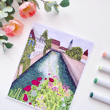 Strasbourg, France Abstract | Recycled Cardstock Print