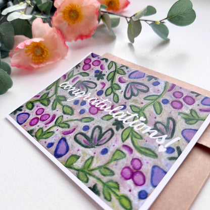 Congratulations Leaves + Berries | Hand Illustrated Greeting Card