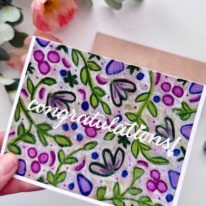 Congratulations Leaves + Berries | Hand Illustrated Greeting Card