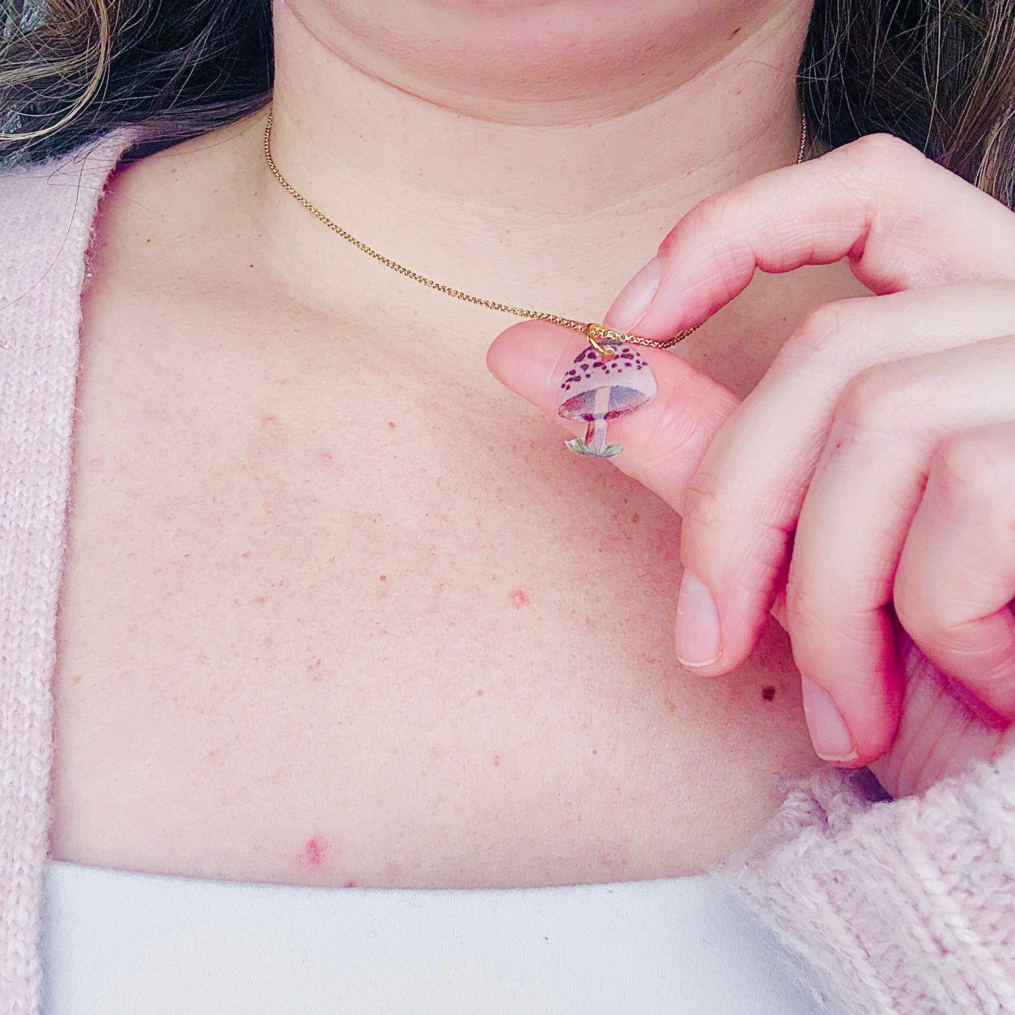 Hand-Illustrated Mushroom | Handmade Acrylic Necklace