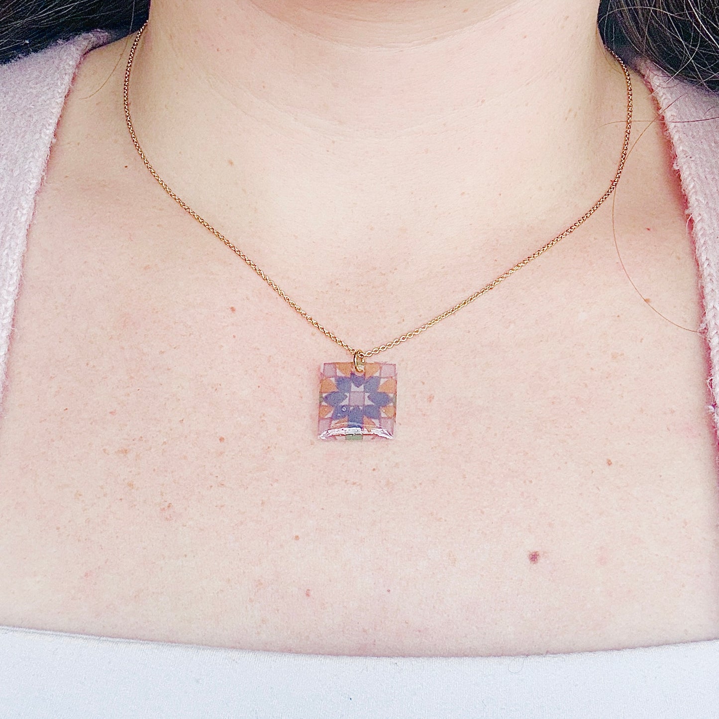 Hand-Illustrated Portuguese Tile - Burst Design | Handmade Acrylic Necklace