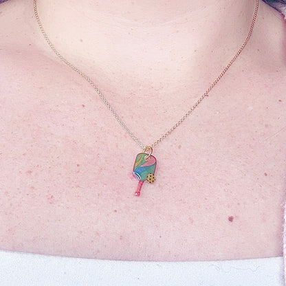 Hand-Illustrated Pickleball | Handmade Acrylic Necklace