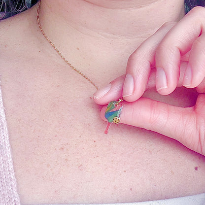 Hand-Illustrated Pickleball | Handmade Acrylic Necklace