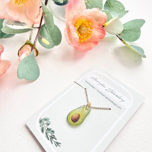 Hand-Illustrated Avocado | Handmade Acrylic Necklace