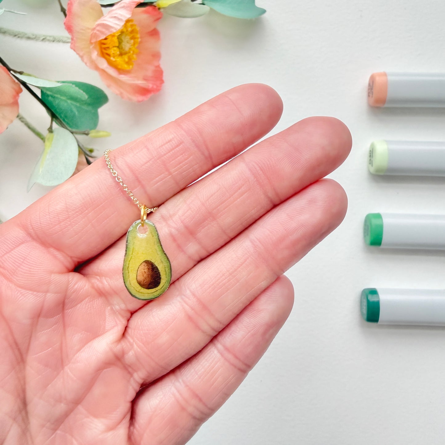 Hand-Illustrated Avocado | Handmade Acrylic Necklace