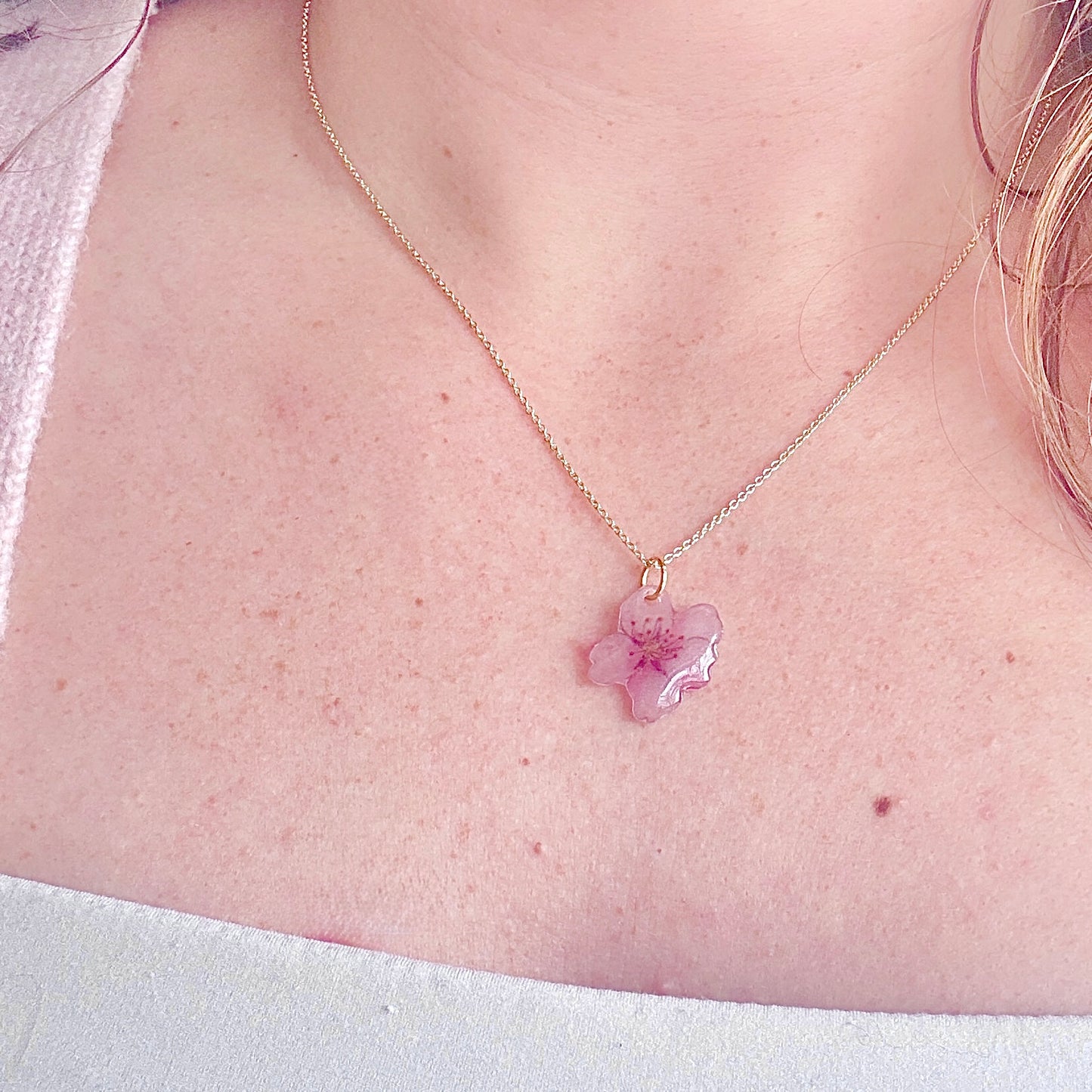 Hand-Illustrated Cherry Blossom | Handmade Acrylic Necklace