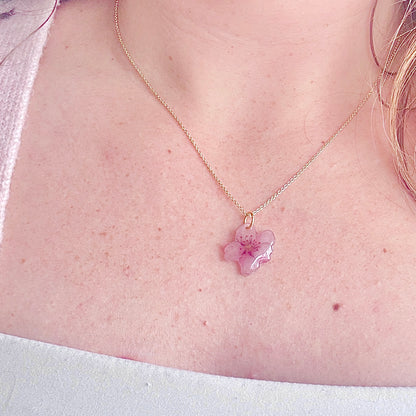 Hand-Illustrated Cherry Blossom | Handmade Acrylic Necklace