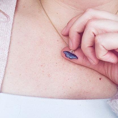 Hand-Illustrated Blue Morpho Butterfly | Handmade Acrylic Necklace