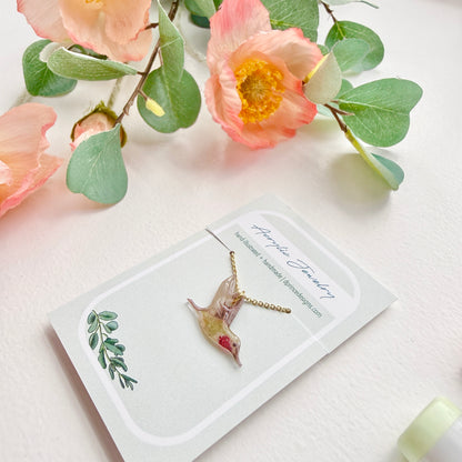 Hand-Illustrated Hummingbird | Handmade Acrylic Necklace