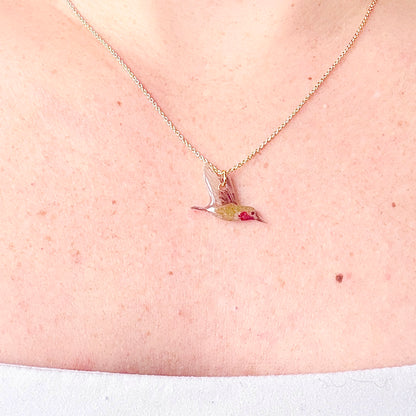 Hand-Illustrated Hummingbird | Handmade Acrylic Necklace
