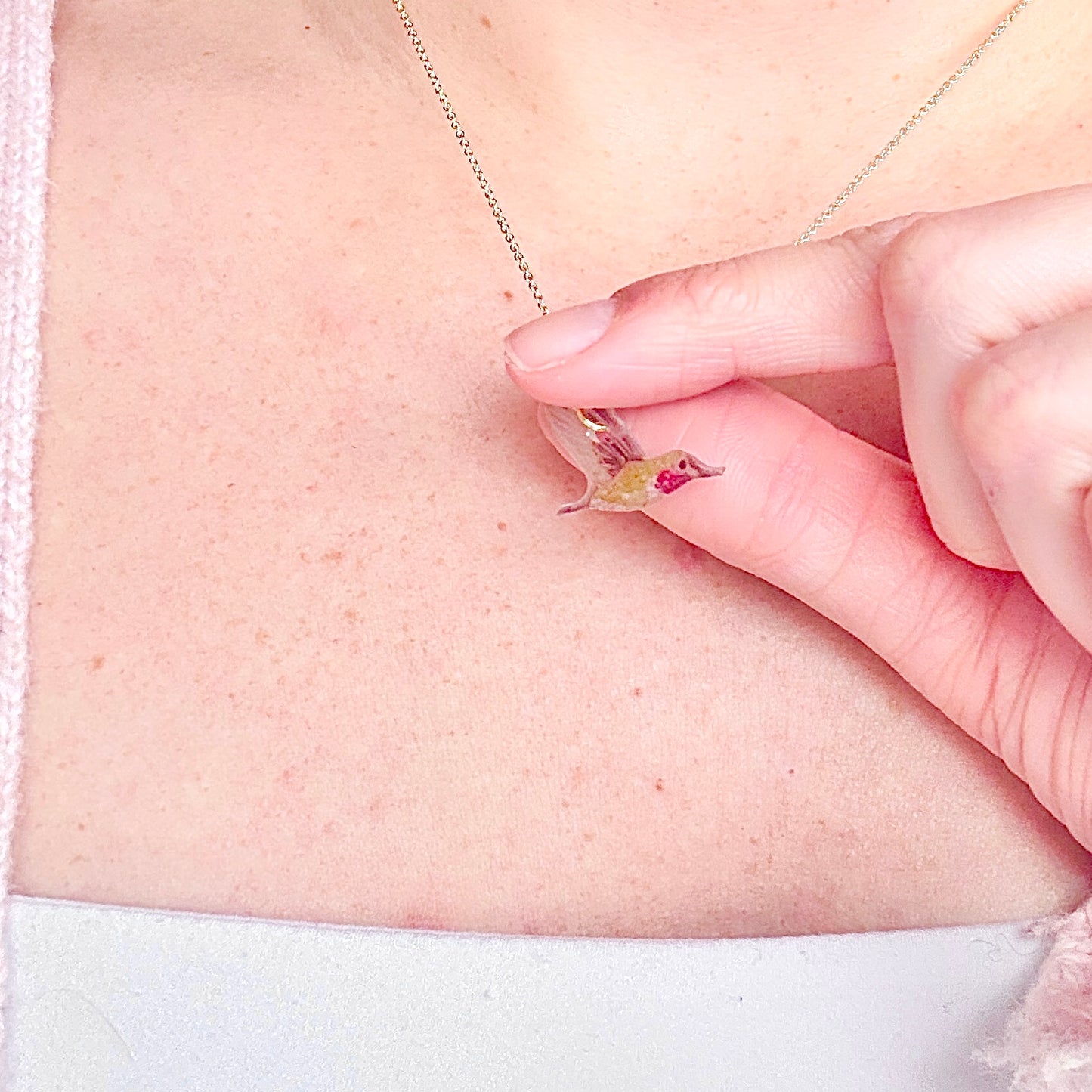 Hand-Illustrated Hummingbird | Handmade Acrylic Necklace