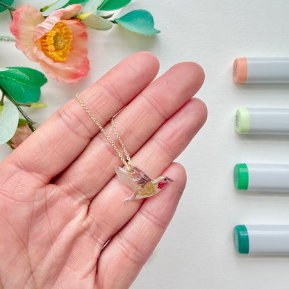 Hand-Illustrated Hummingbird | Handmade Acrylic Necklace