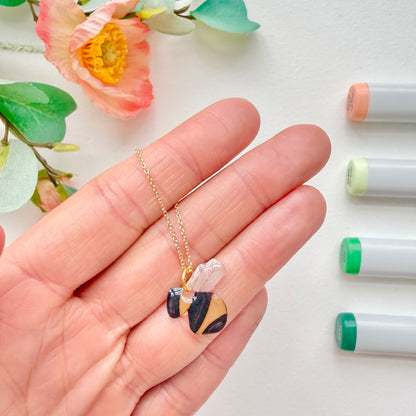 Hand-Illustrated Bumblebee | Handmade Acrylic Necklace