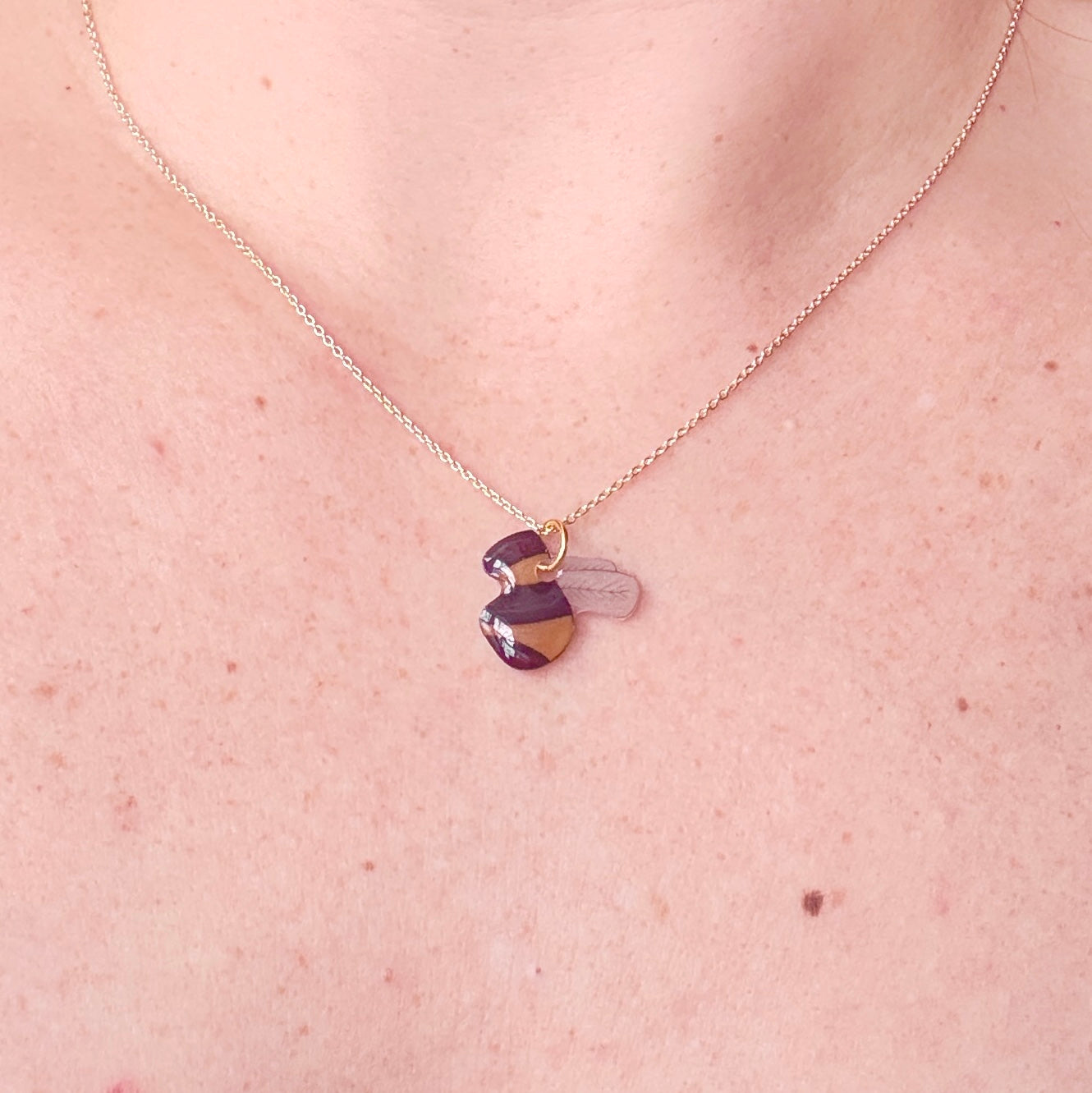 Hand-Illustrated Bumblebee | Handmade Acrylic Necklace