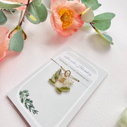 Hand-Illustrated Southern Magnolia Flower | Handmade Acrylic Necklace
