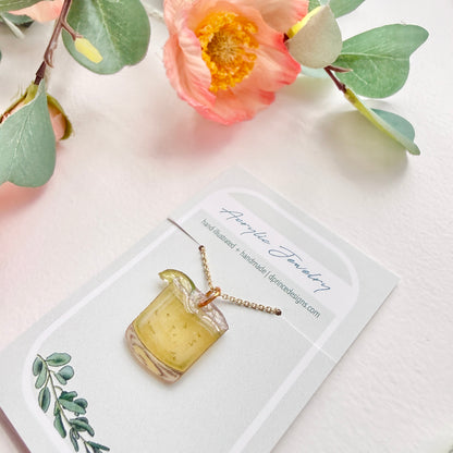 Hand-Illustrated Margarita Cocktail | Handmade Acrylic Necklace