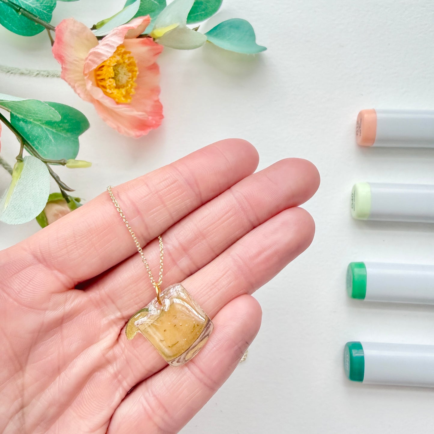 Hand-Illustrated Margarita Cocktail | Handmade Acrylic Necklace