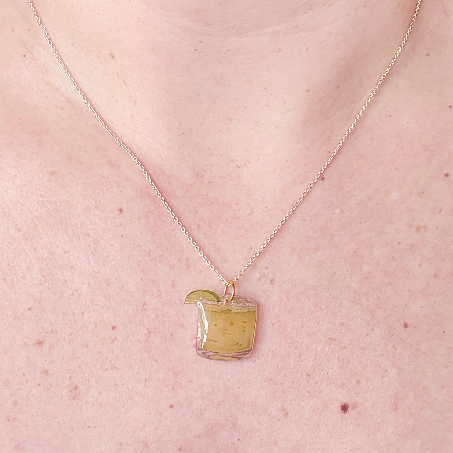 Hand-Illustrated Margarita Cocktail | Handmade Acrylic Necklace