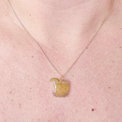 Hand-Illustrated Margarita Cocktail | Handmade Acrylic Necklace