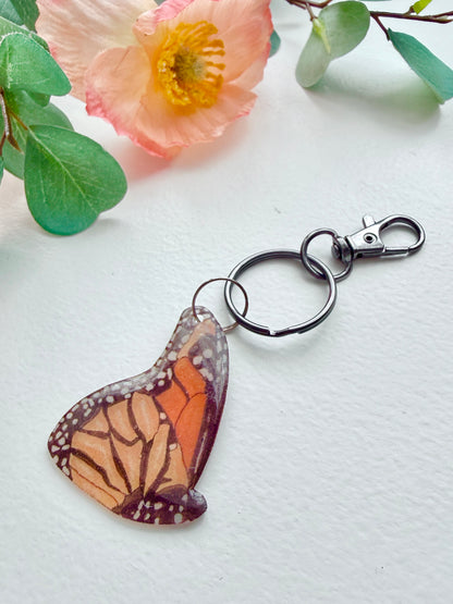 Hand-Illustrated Monarch Butterfly | Handmade Acrylic + Resin Keychain/Bag Charm
