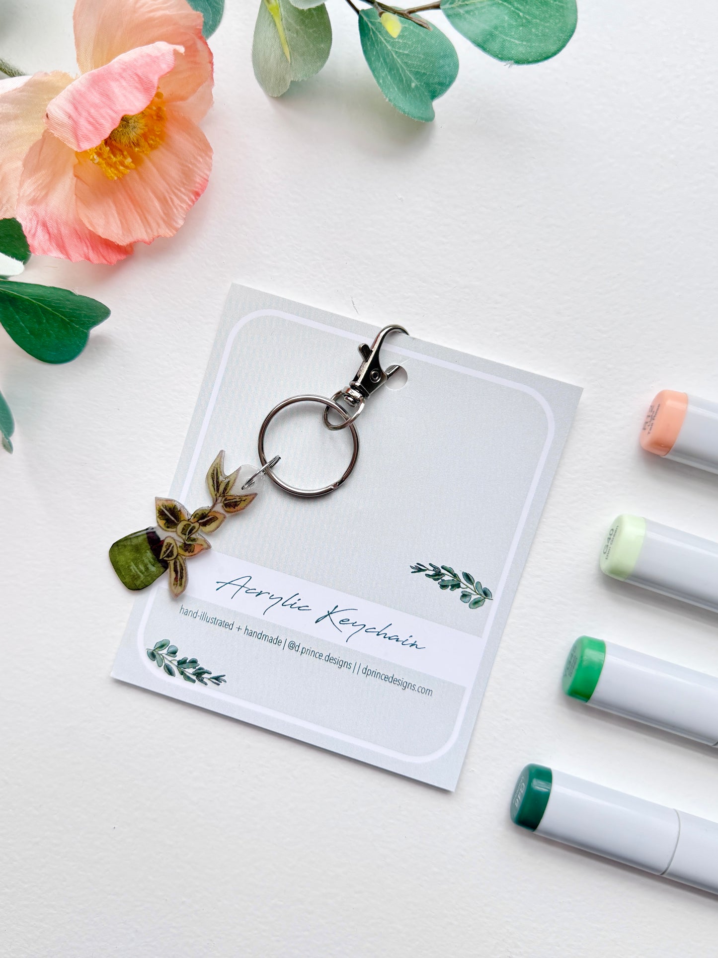 Hand-Illustrated Ficus Houseplant | Handmade Acrylic + ResinKeychain