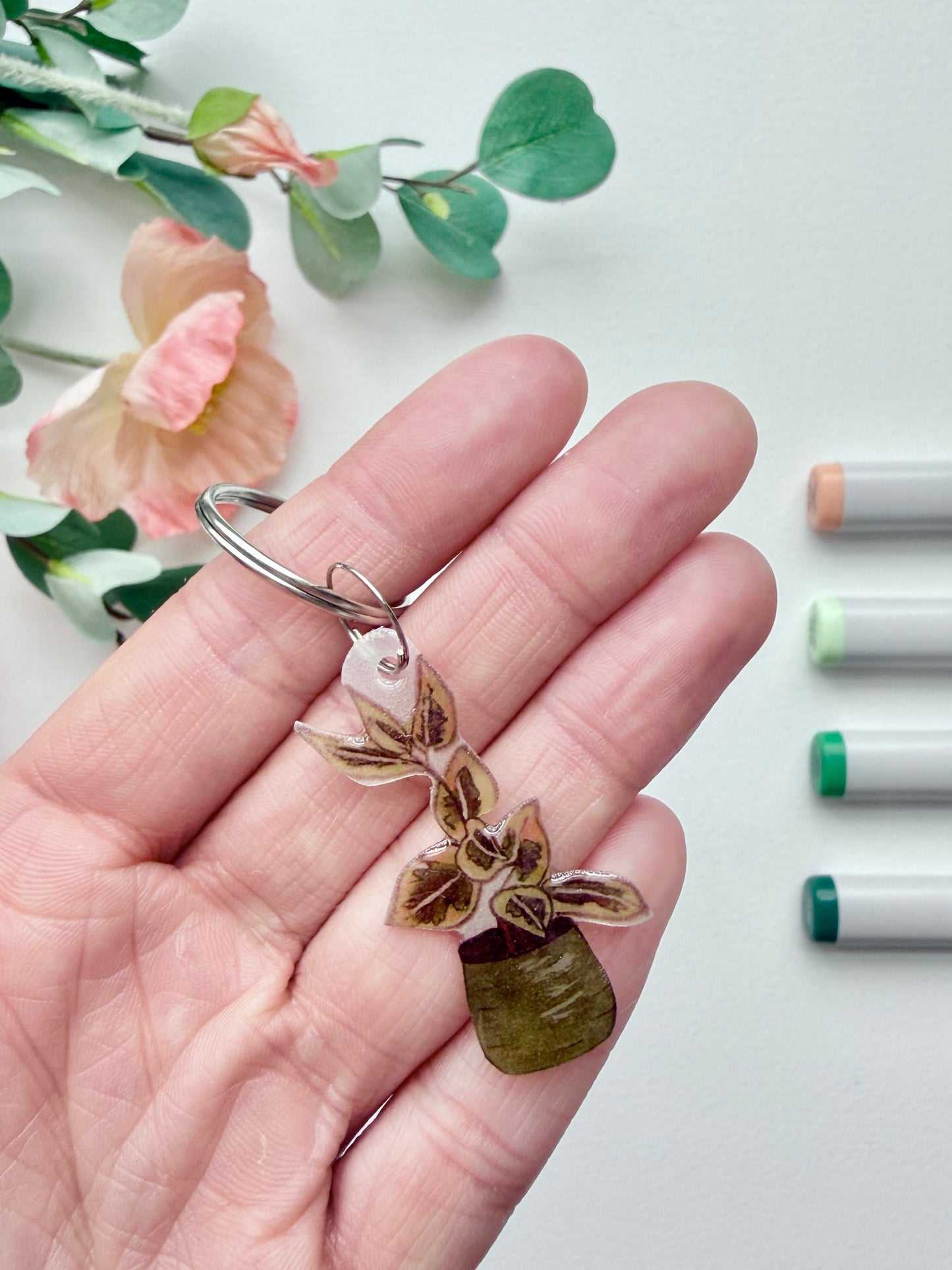 Hand-Illustrated Ficus Houseplant | Handmade Acrylic + ResinKeychain
