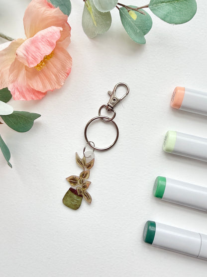 Hand-Illustrated Ficus Houseplant | Handmade Acrylic + ResinKeychain