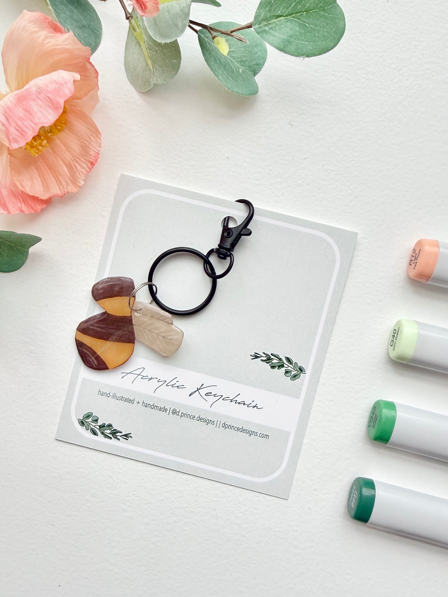 Hand-Illustrated Bumblebee | Handmade Acrylic + Resin Keychain