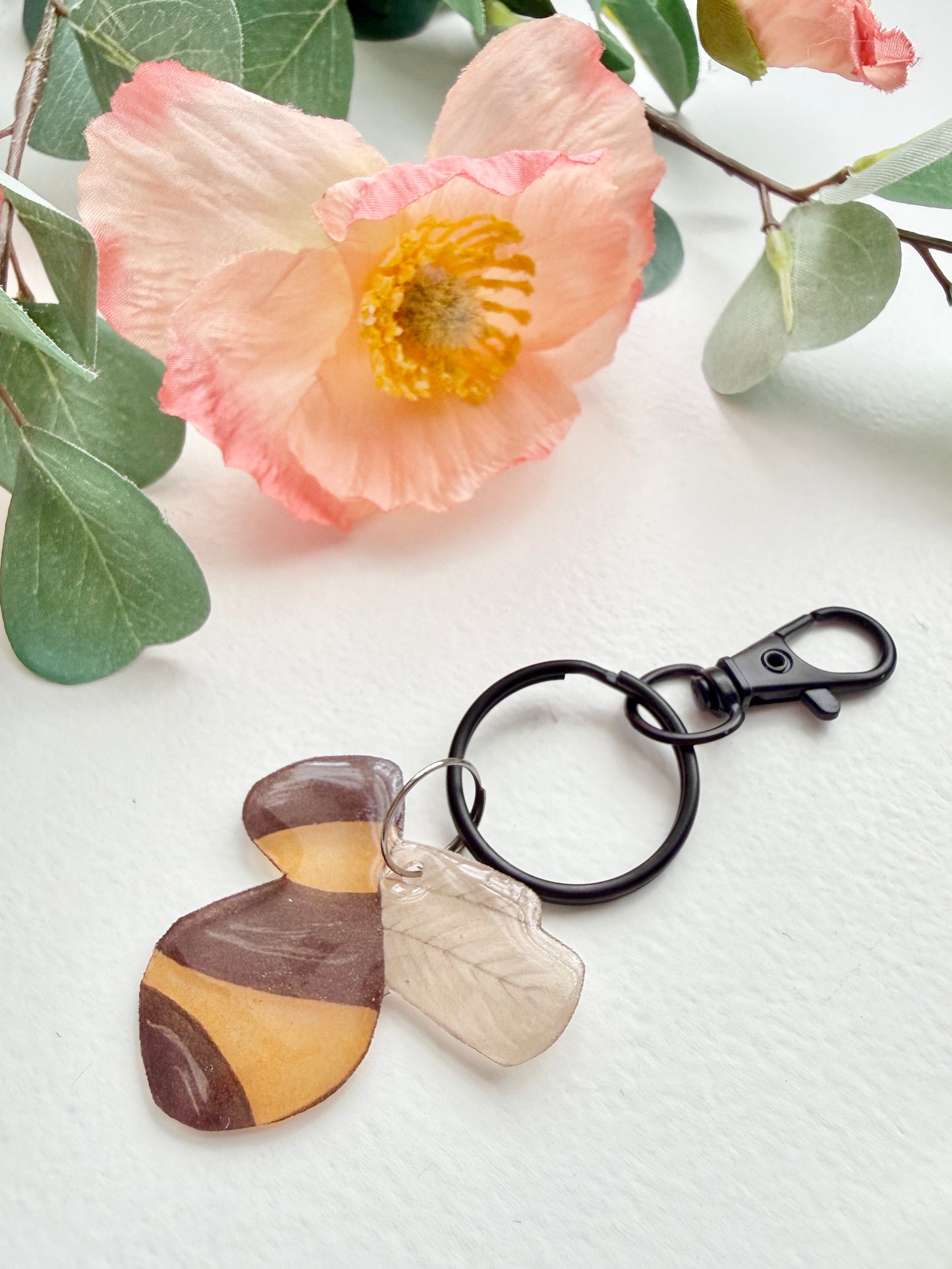 Hand-Illustrated Bumblebee | Handmade Acrylic + Resin Keychain