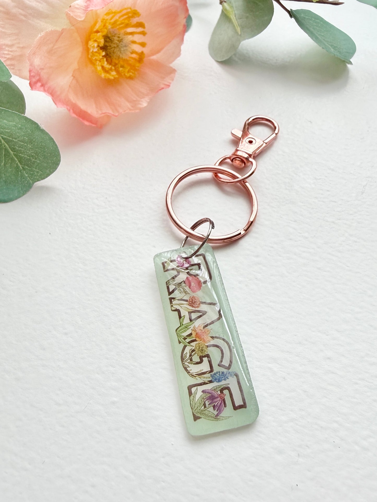 Hand-Illustrated Rage with Rainbow Flowers | Handmade Acrylic + Resin Keychain