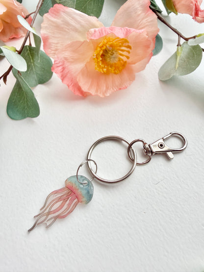 Hand-Illustrated Jellyfish | Handmade Acrylic + Resin Keychain/Bag Charm