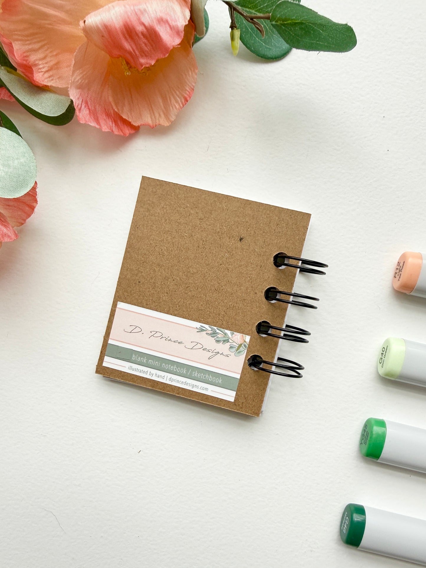 Hand-Illustrated + Handmade Mini Notebook/Sketchbook | Maranta Houseplant