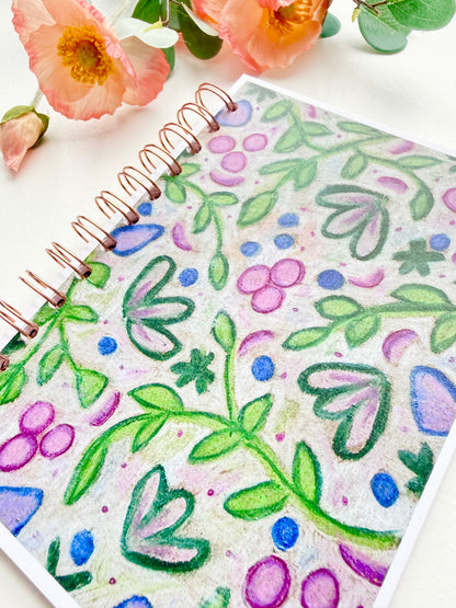 Hand-Illustrated + Handmade Notebook/Sketchbook | Leaves + Berries