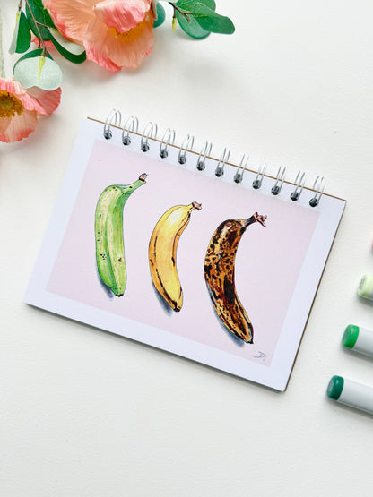 Hand-Illustrated + Handmade Notebook/Sketchbook | Bananas