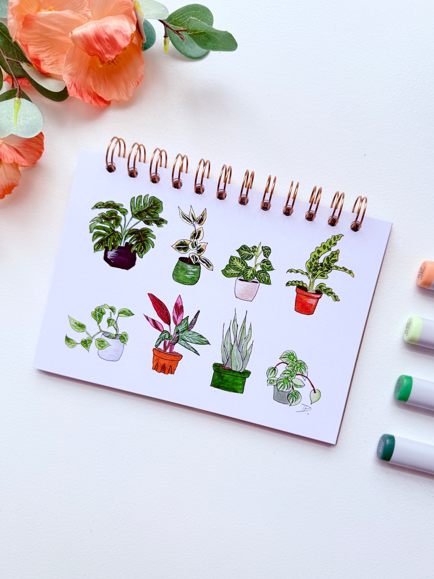 Hand-Illustrated + Handmade Notebook/Sketchbook | Houseplants