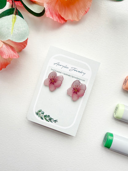 Handmade Acrylic + Resin Studs | Cherry Blossom Flowers