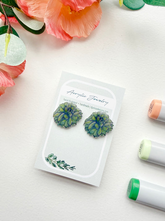 Handmade Acrylic + Resin Studs | Succulents