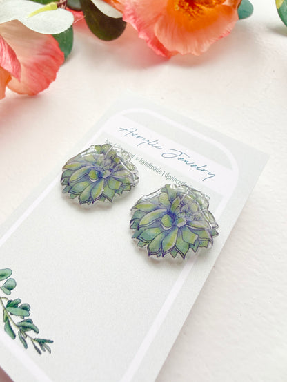 Handmade Acrylic + Resin Studs | Succulents
