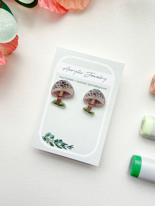 Handmade Acrylic + Resin Studs | Parasol Mushrooms