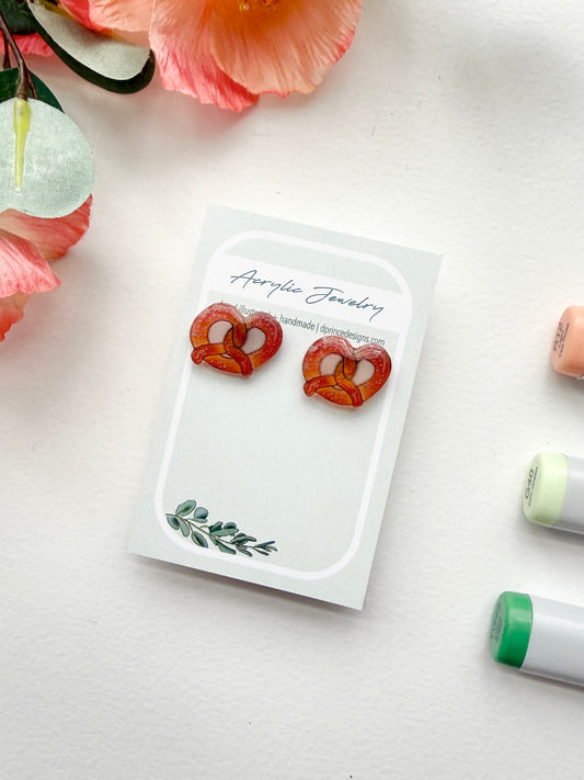 Handmade Acrylic + Resin Stud Earrings | Pretzels
