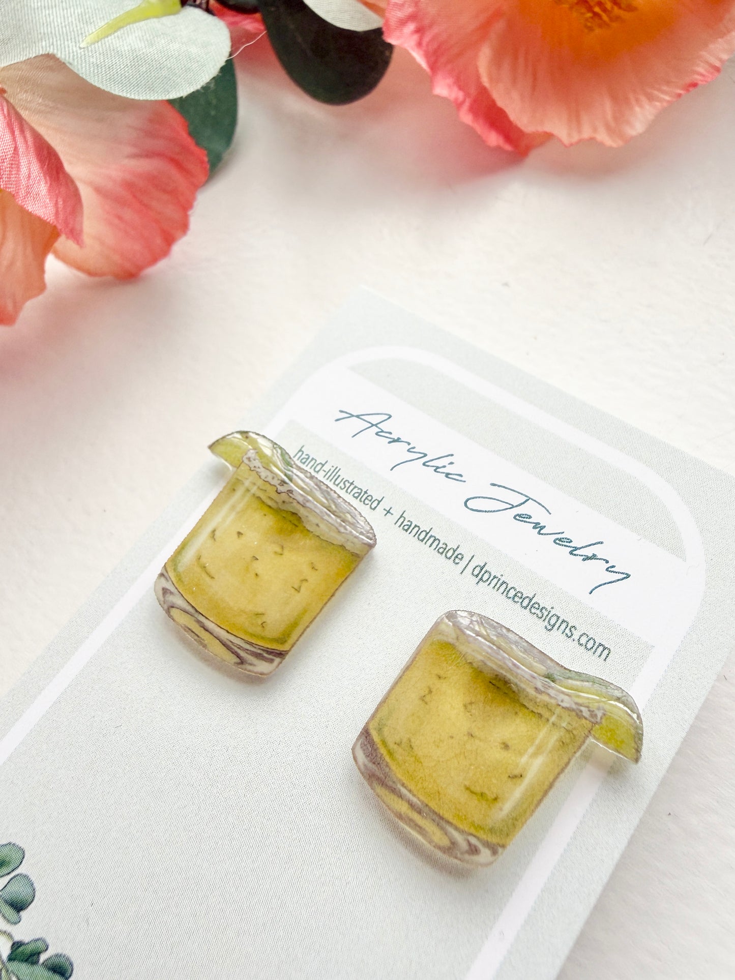 Handmade Acrylic + Resin Stud Earrings | Margaritas
